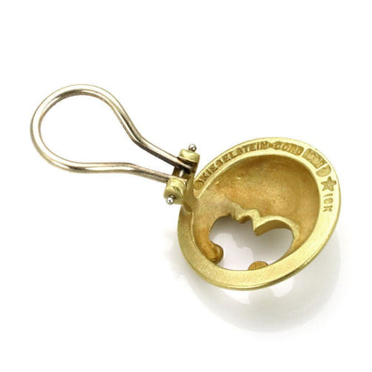 Kieselstein Cord 18k Yellow Gold Crescent Moon Face Round Clip On Earrings