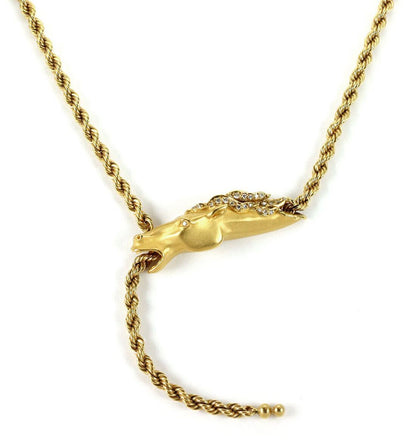 Carrera y Carrera Diamond 18k Yellow Gold Horse Pendant Rope Necklace