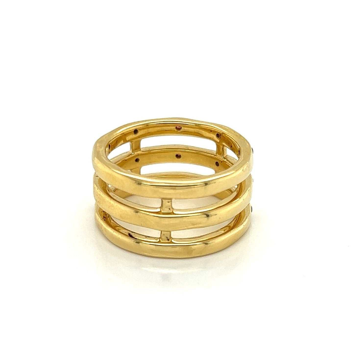 Ippolita Glamazon Orange Sapphire & Diamond 18k Gold Triple Band Ring - Size 6.5