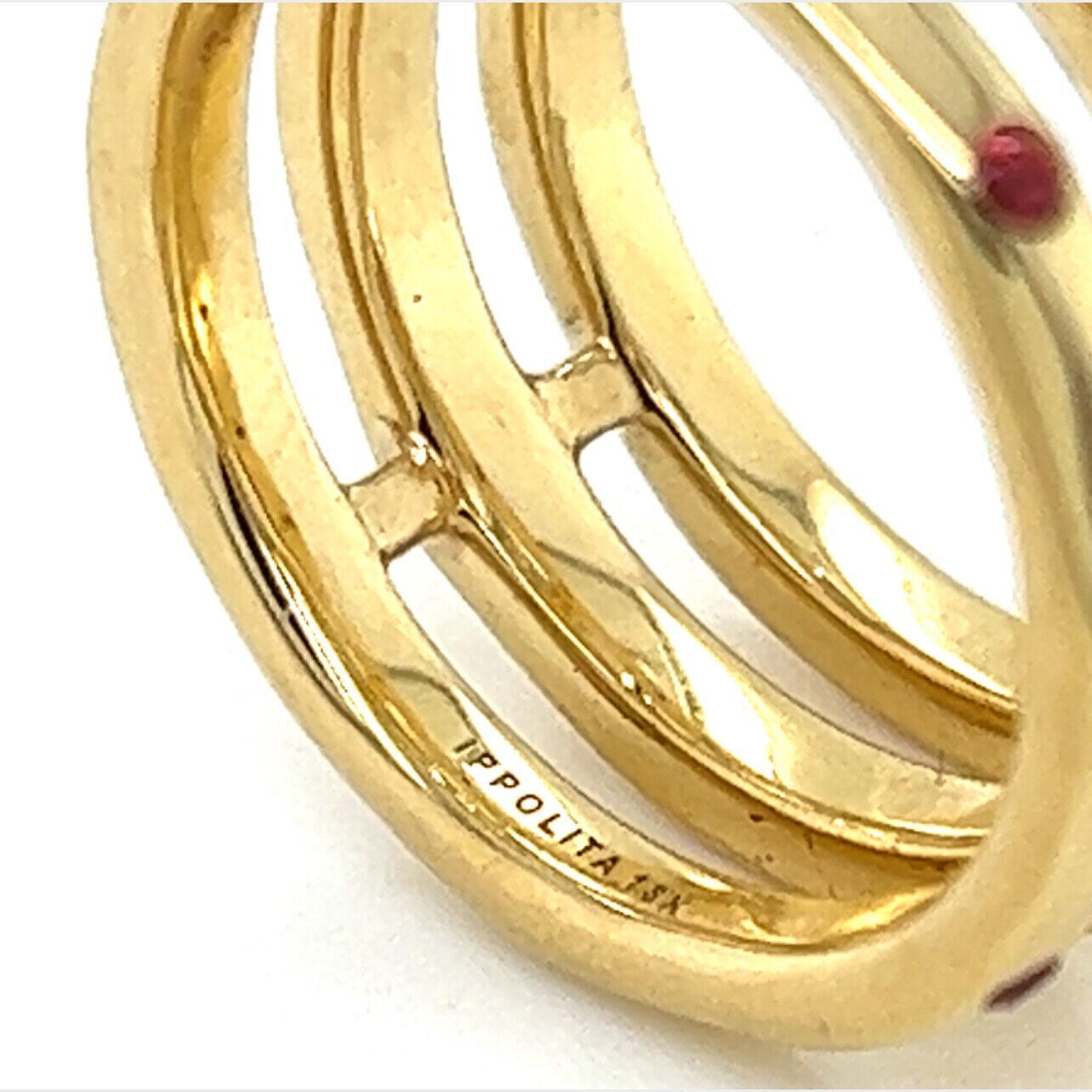 Ippolita Glamazon Orange Sapphire & Diamond 18k Gold Triple Band Ring - Size 6.5