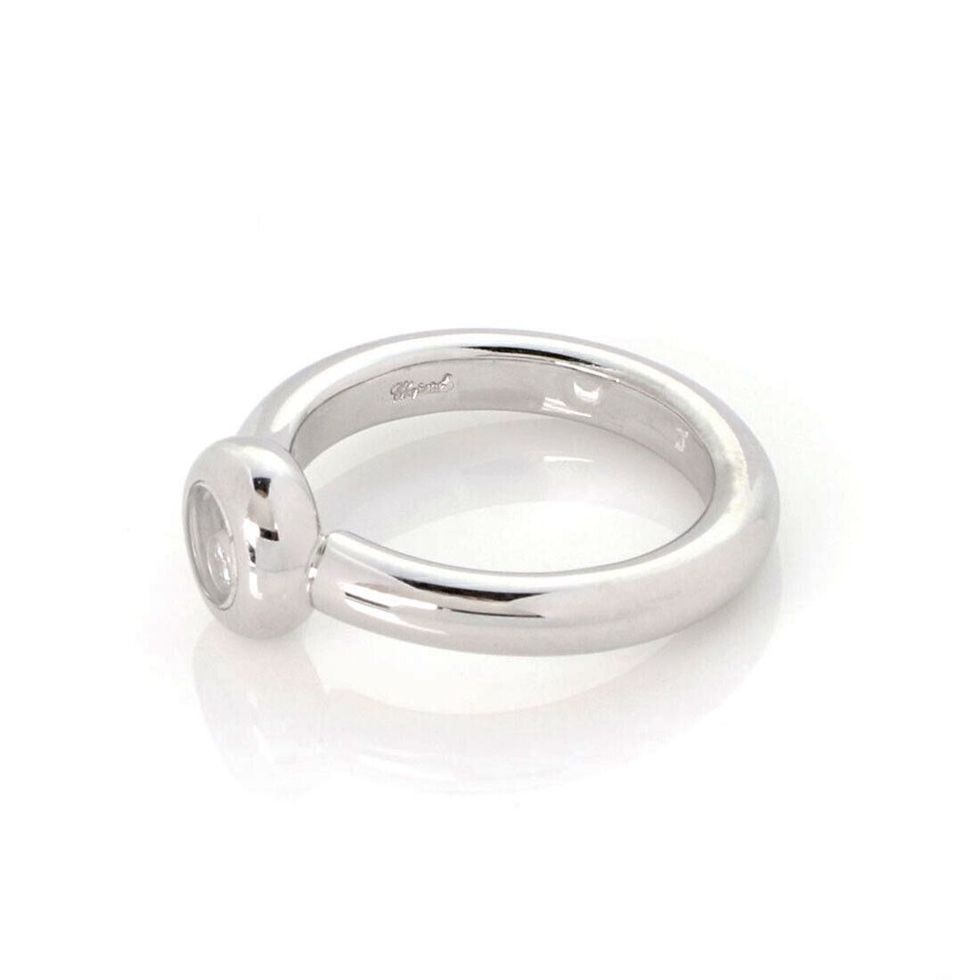 Chopard Happy Diamond 18k White Gold Floating Diamond Round Ring - Size 5
