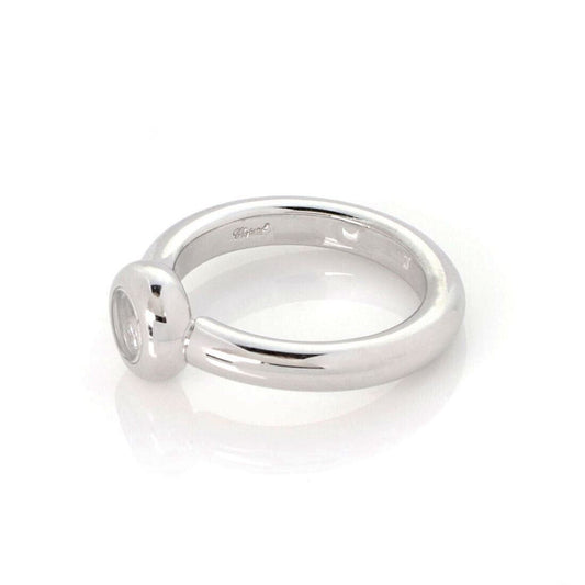 Chopard Happy Diamond 18k White Gold Floating Diamond Round Ring - Size 5