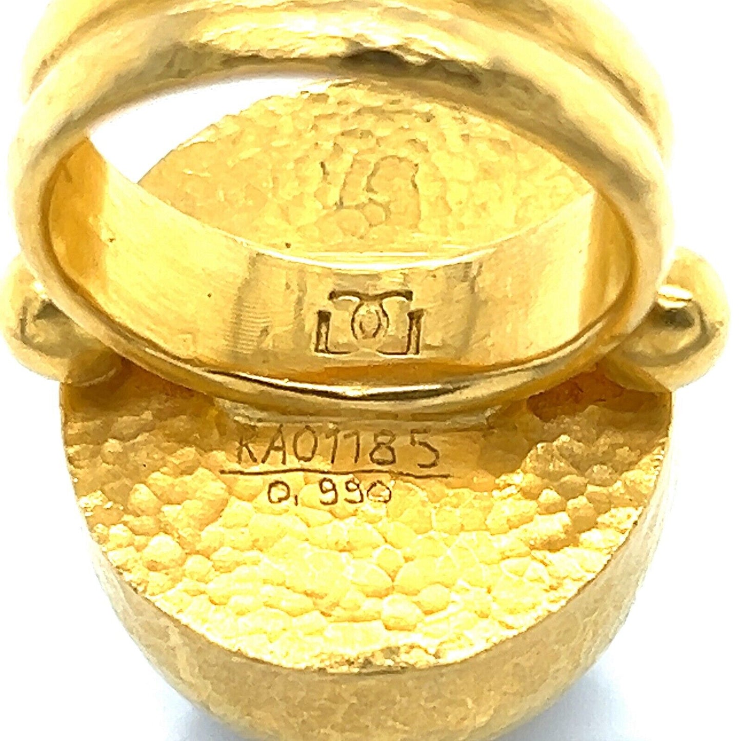 Gurhan Rune Rutilated Quartz 24k Yellow Gold Cocktail Ring Size 6