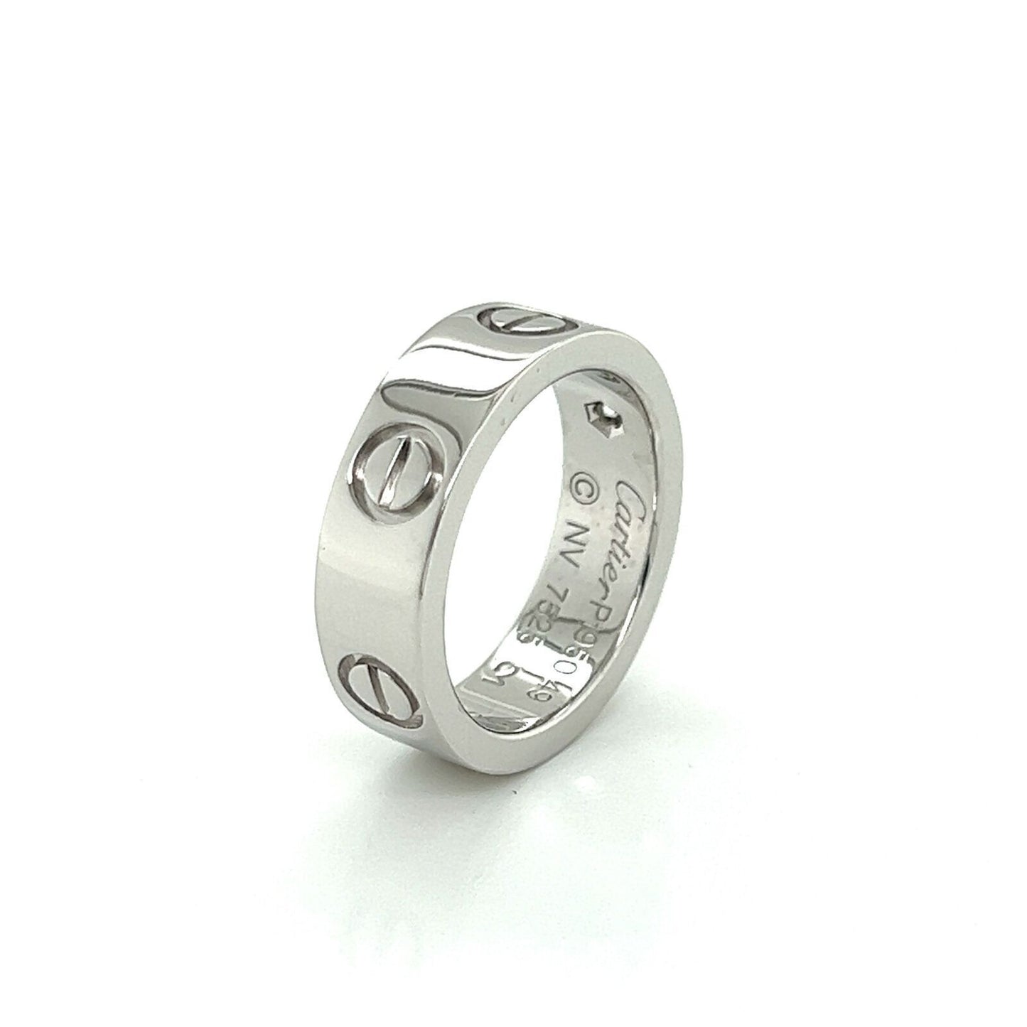 Cartier Love One Diamond Platinum 5.5mm Wide Band Ring w/ Cert -  Size 4.5