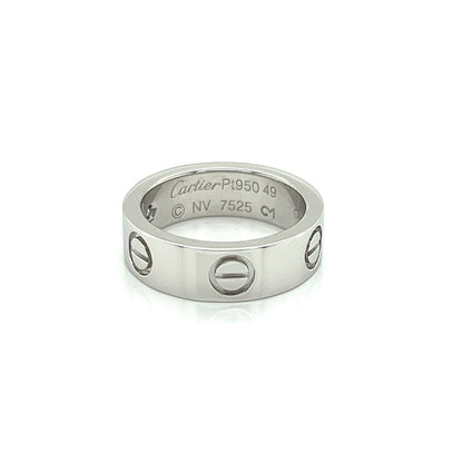 Cartier Love One Diamond Platinum 5.5mm Wide Band Ring w/ Cert -  Size 4.5