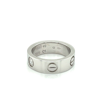 Cartier Love One Diamond Platinum 5.5mm Wide Band Ring w/ Cert -  Size 4.5