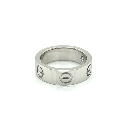 Cartier Love One Diamond Platinum 5.5mm Wide Band Ring w/ Cert -  Size 4.5