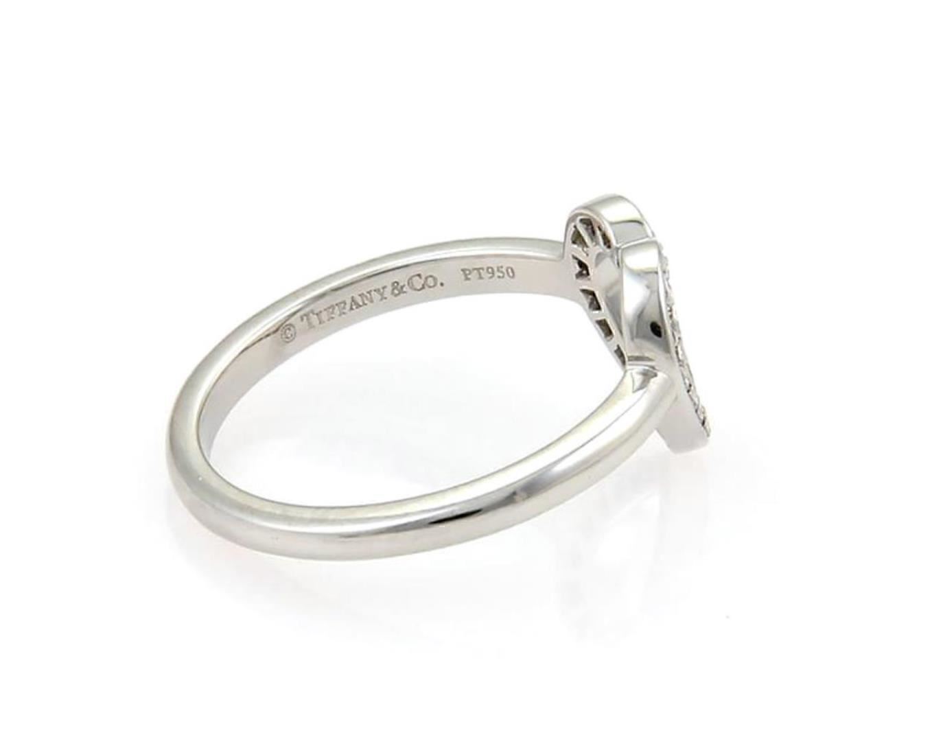 Tiffany & Co. Diamond Platinum Classic Open Style Heart Ring - Size 4.5