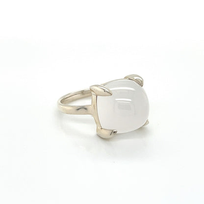 Tiffany & Co. Picasso Sugar Stack Milky Quartz Gem Sterling Silver Ring - Size 6