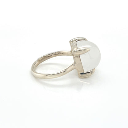 Tiffany & Co. Picasso Sugar Stack Milky Quartz Gem Sterling Silver Ring - Size 6