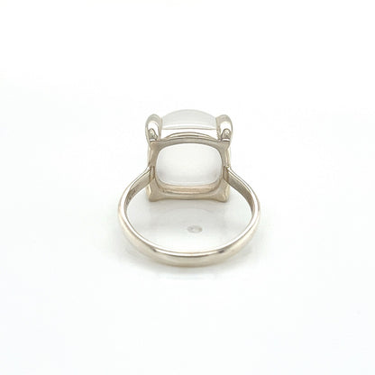Tiffany & Co. Picasso Sugar Stack Milky Quartz Gem Sterling Silver Ring - Size 6
