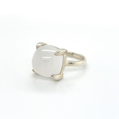 Tiffany & Co. Picasso Sugar Stack Milky Quartz Gem Sterling Silver Ring - Size 6