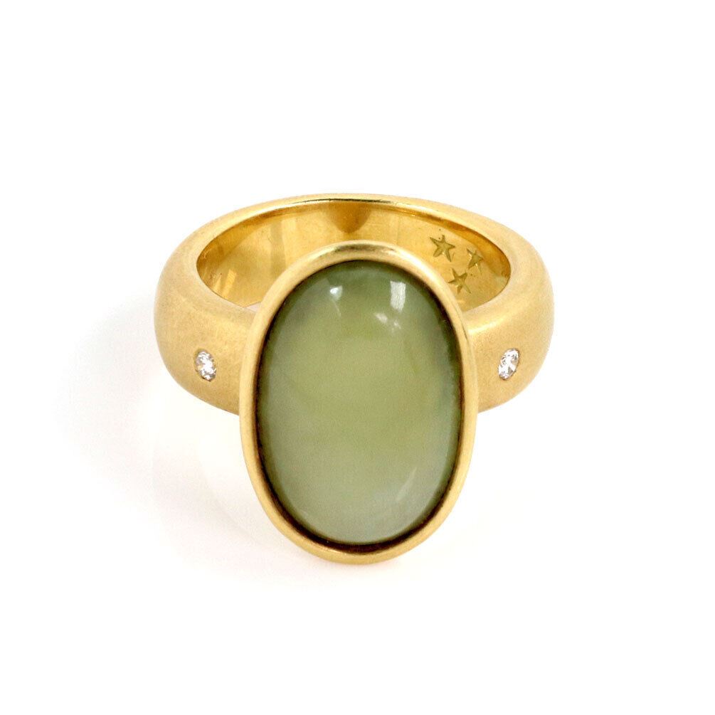 H. Stern moonstone diamond 18k yellow gold oval ring