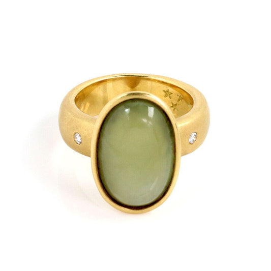 H. Stern moonstone diamond 18k yellow gold oval ring