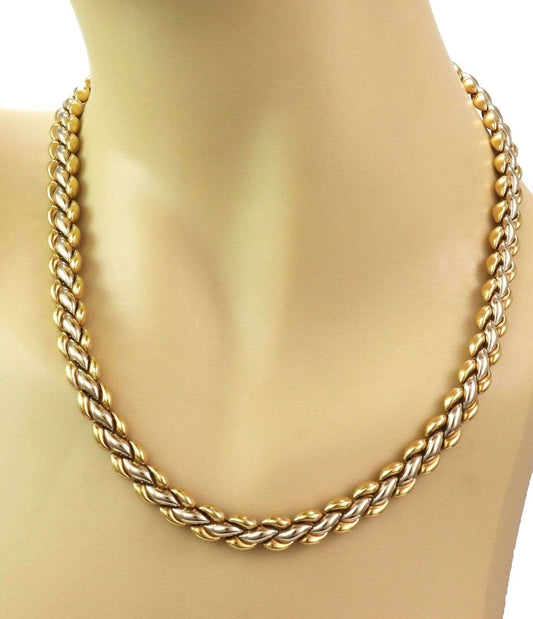 Chimento Reversible Braided 18k Two Tone Gold Puff Link Necklace | Necklaces | catalog, Chains, Chimento, Designer Jewelry, Necklaces | Chimento