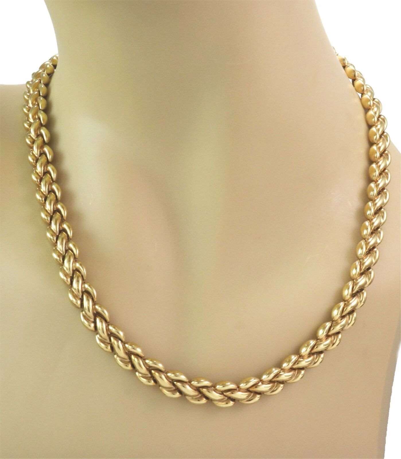 Chimento Reversible Braided 18k Two Tone Gold Puff Link Necklace