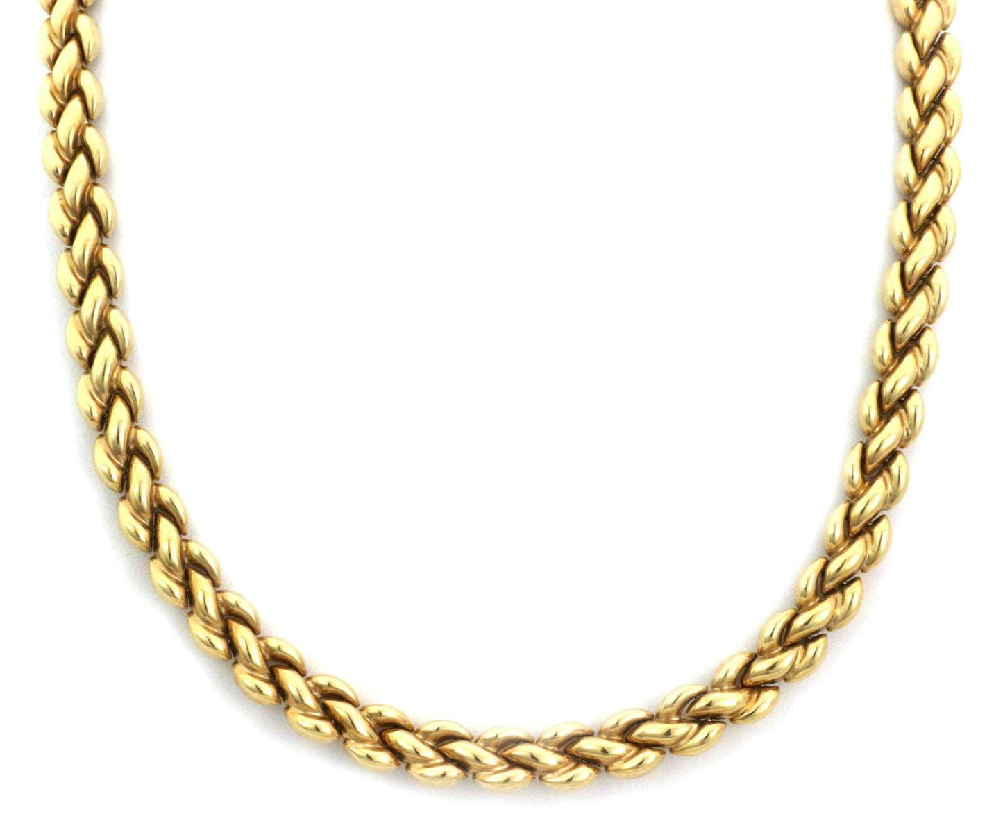 Chimento Reversible Braided 18k Two Tone Gold Puff Link Necklace