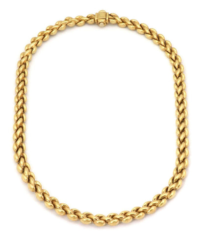 Chimento Reversible Braided 18k Two Tone Gold Puff Link Necklace