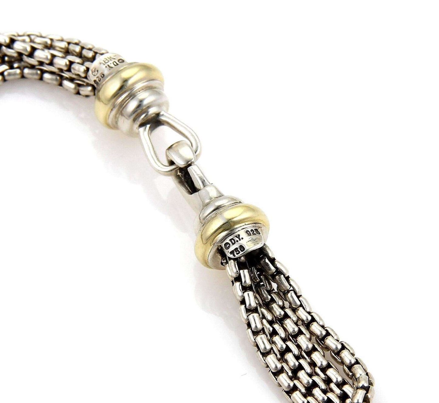 David Yurman Sterling & 18k Gold Diamond Multi-Strand Box Chain Necklace