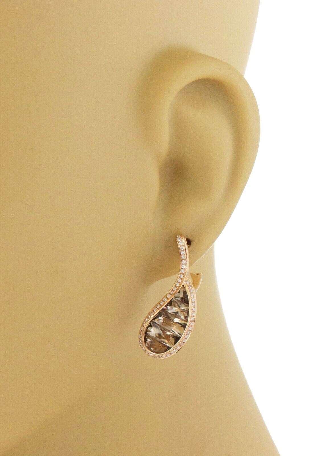 Bellarri Diamond Smoky Quartz 18k Rose Gold Dangle Earrings