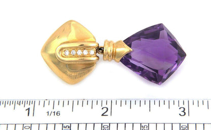 Antonini Diamond Amethyst 18k Yellow Gold Rhombus Drop Dangle Earrings