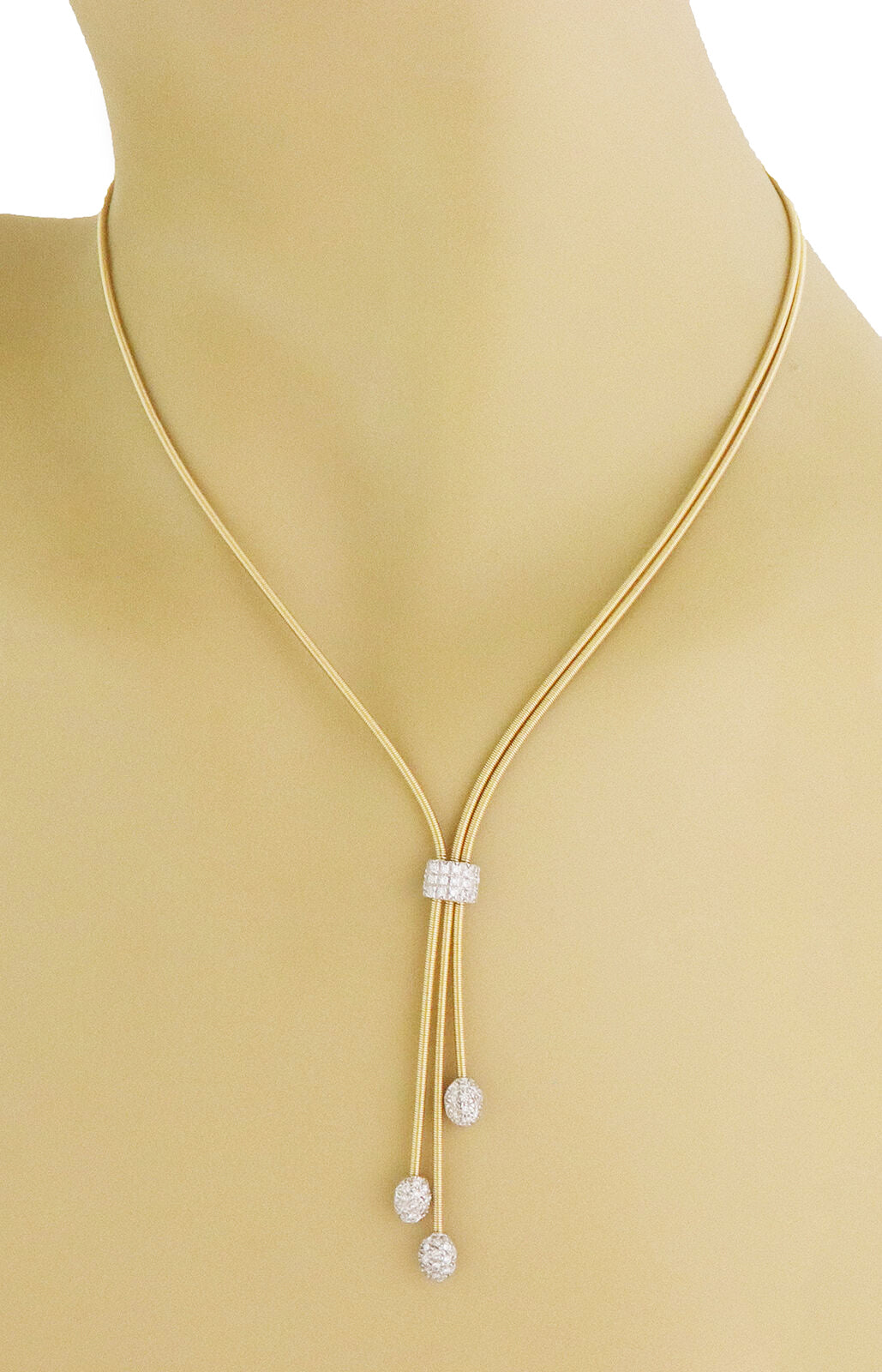 Marco Bicego Santorini Diamond 18k Gold Lariat Triple Strand Necklace