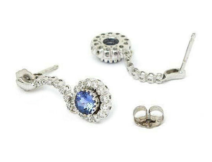 Diamond & Sapphire 14k White Gold Dangle Earrings
