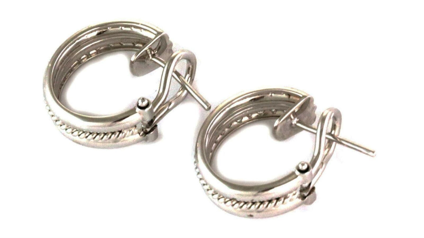 Diamond 18k White Gold Oval Hoop Earrings