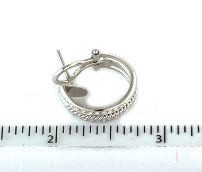 Diamond 18k White Gold Oval Hoop Earrings