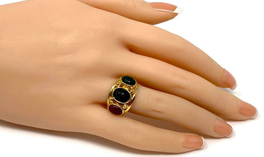 Colored Carnelian Scarab 14k Yellow Gold Ring - Size 8