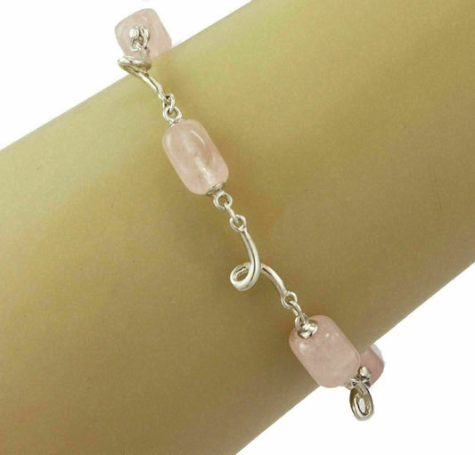 Tiffany & Co. Pink Quartz Sterling Silver Fancy Link Bead Bracelet