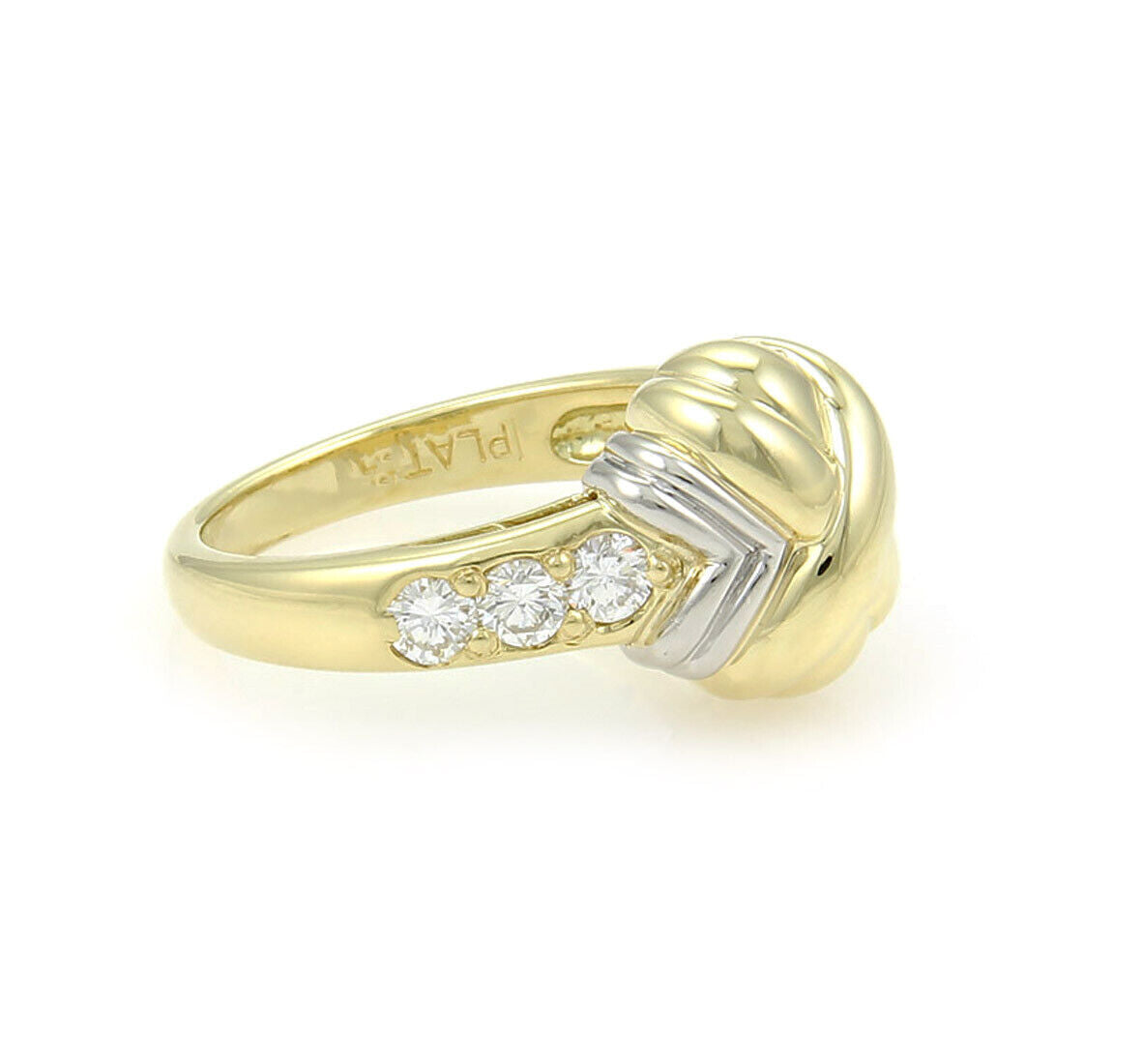 T. Foster & Co. Platinum 18k Yellow Gold & Diamond X Design Ring - Size 7