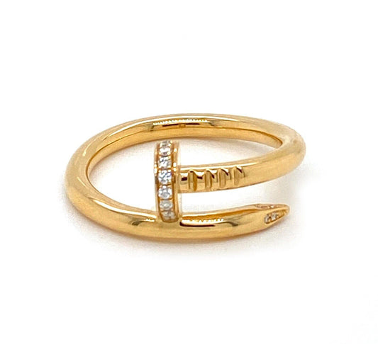 Cartier Juste un Clou Nail Diamond 18k Yellow Gold Ring - Size 10