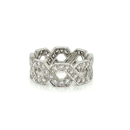 Tiffany & Co. Platinum Hexagon Full Circle Diamond Band Ring - Size 8