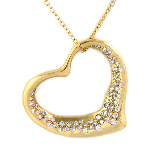 Tiffany & Co. Peretti Diamond 18k Yellow Gold Large Open Heart Pendant Necklace