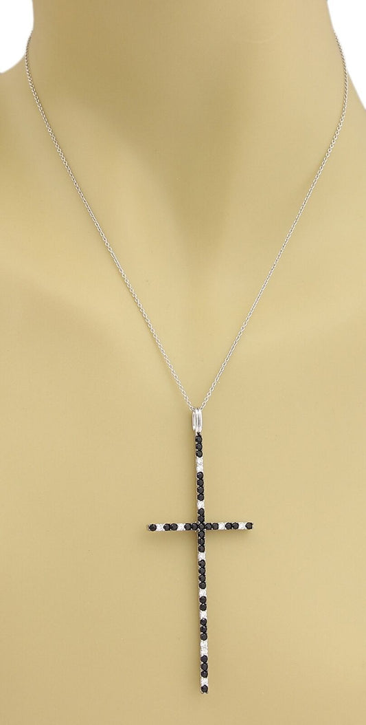 Roberto Coin Diamond & Black Sapphire 18k Gold Large Cross Pendant Necklace