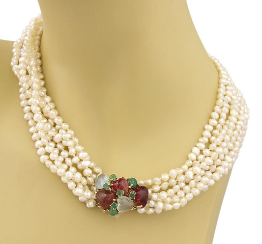 Pearls & Gems 14k Yellow Gold Multi Strand Necklace