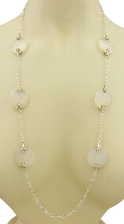 Gurhan Nokta Discus Diamonds & White Quartz Sterling & 24k Gold Necklace