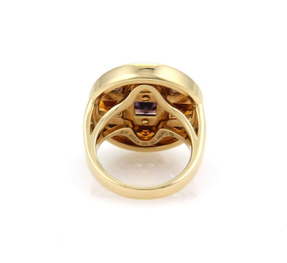 Cartier Pasha Citrine & Amethyst 18k Gold Round Ring w/Certificate