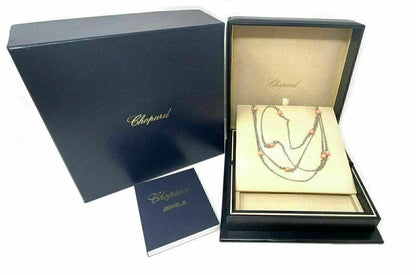 Chopard 18k White Gold Coral Beads Sautoir Long Chain Necklace w/Cert