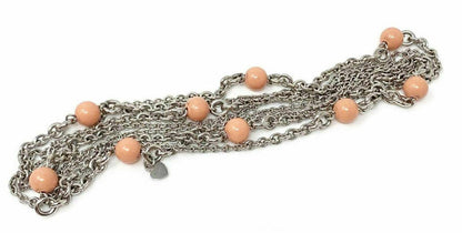 Chopard 18k White Gold Coral Beads Sautoir Long Chain Necklace w/Cert