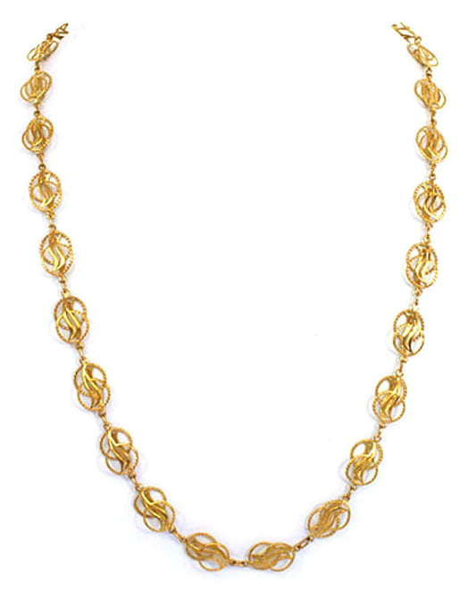 Fancy Wire Open Link 14k Yellow Gold Necklace 30"Long