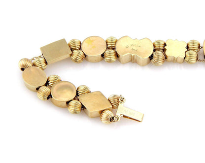 Multi-Color Gems 14k Yellow Gold 11 Slide Charms Bracelet