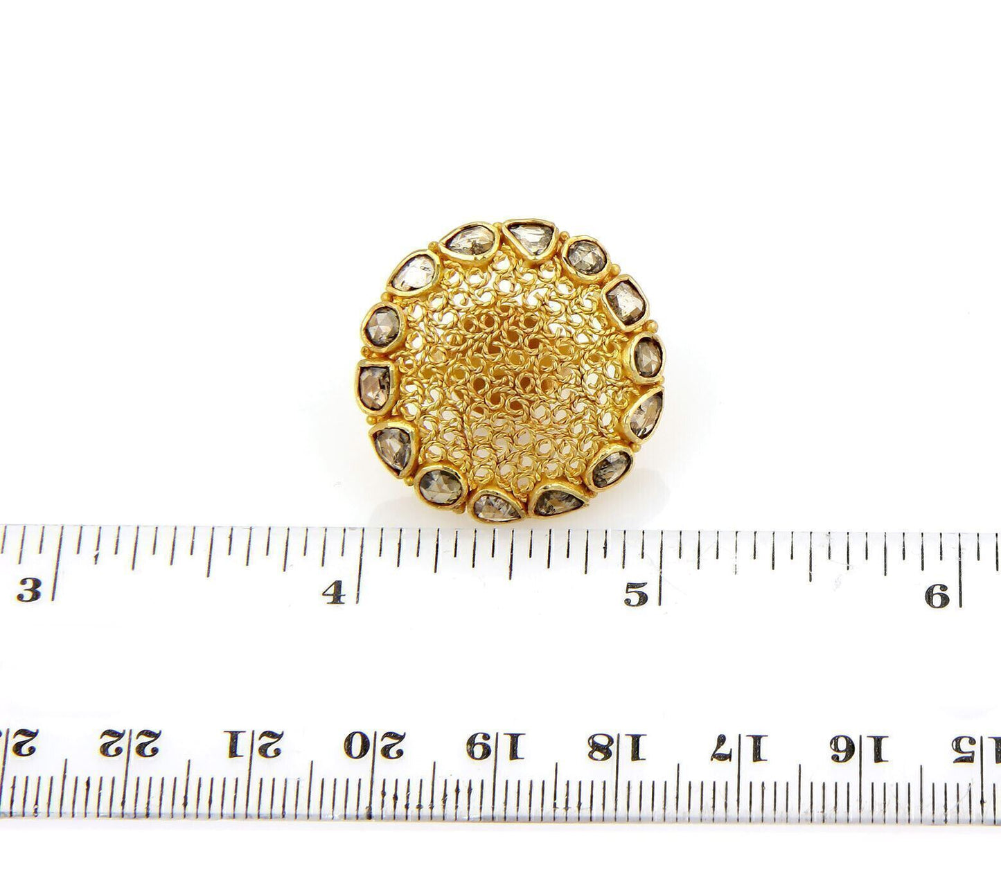 Chocolate Rose Cut Diamonds 18k Yellow Gold Dome Earrings