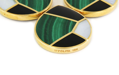 Ippolita Malachite MOP Onyx 18k Yellow Gold 4 Mosaic Large Pendant Necklace