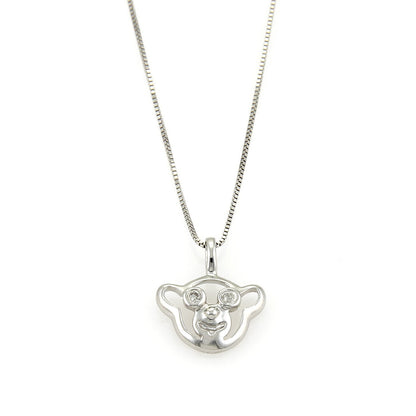 Bliss Special Moments Diamond Teddy Bear Face 18k White Gold Pendant Necklace