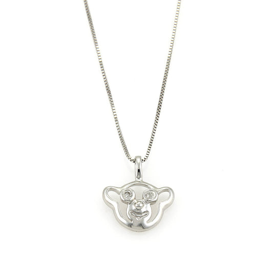 Bliss Special Moments Diamond Teddy Bear Face 18k White Gold Pendant Necklace