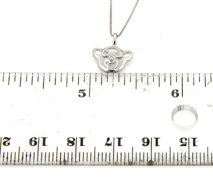 Bliss Special Moments Diamond Teddy Bear Face 18k White Gold Pendant Necklace