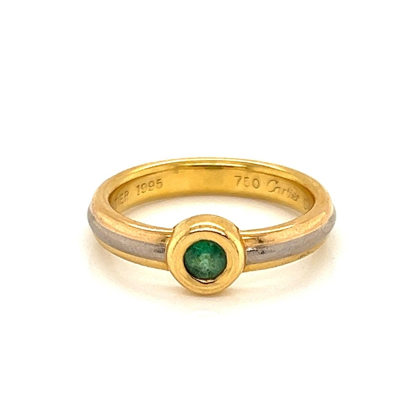 Cartier Trinity Emerald 18k Tri-Color Gold Stack Band Ring - Size 6