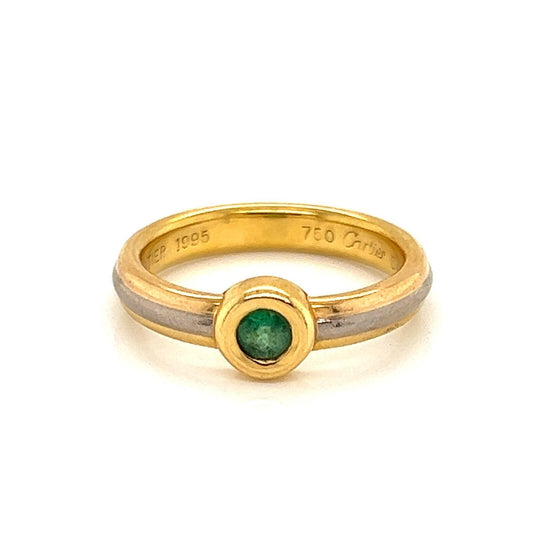 Cartier Trinity Emerald 18k Tri-Color Gold Stack Band Ring - Size 6